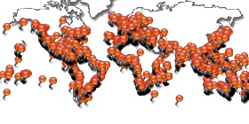 World surf spots atlas map